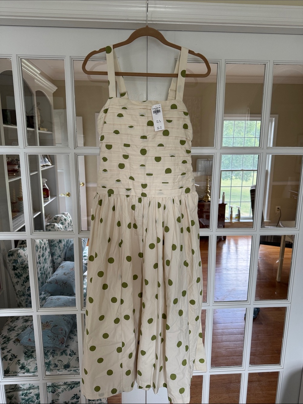 Abercrombie & Fitch Cream Sundress with Green Polka Dots - Picture 2 of 12